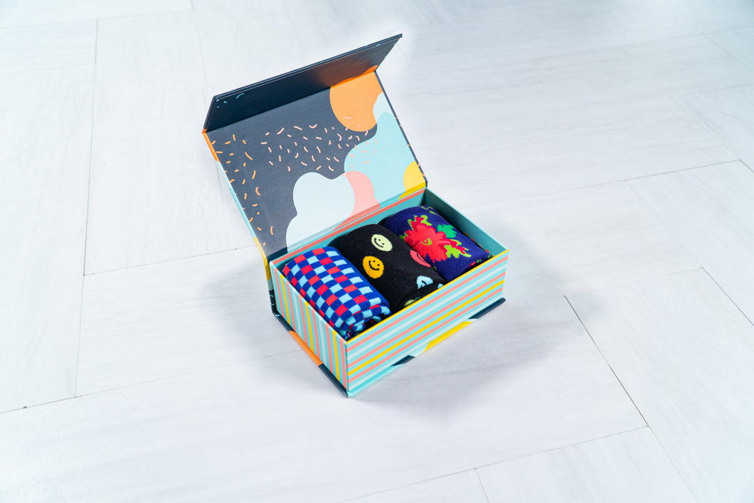 Sock Box Smiley Face - 3 Pack Gift Box