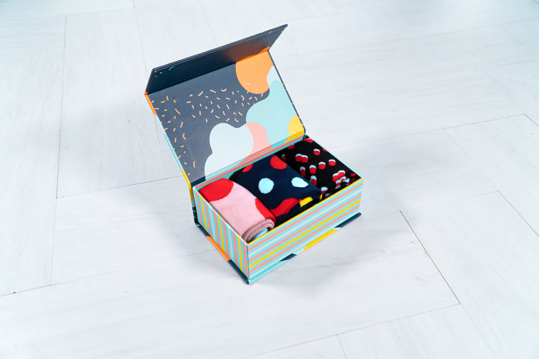 Sock Box Polka Dot - 3 Pack Gift Box